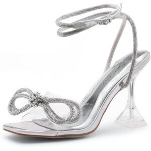 Elegant Silver Strappy Heels